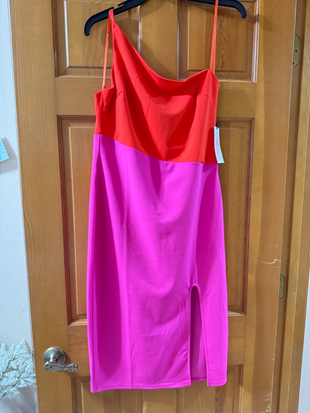Crystal Sky Bold Red-Orange Slip Dress